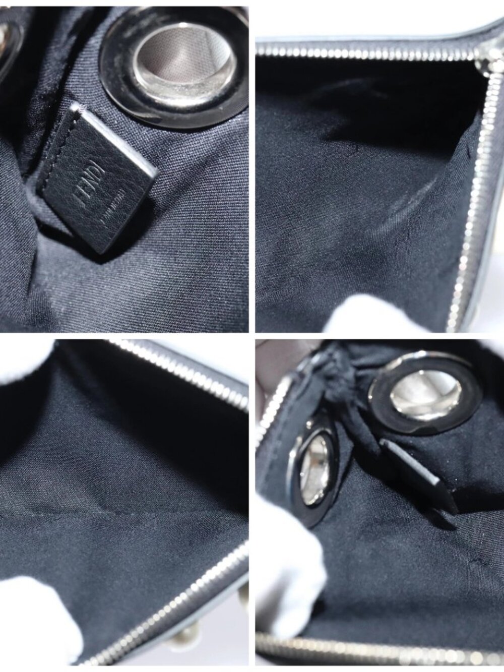 FENDI Triplet Clutch Bag Leather Black Auth 110887V - Picture 15 of 16